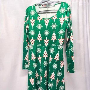 Green Holiday Tree Dress-Super Soft-Small